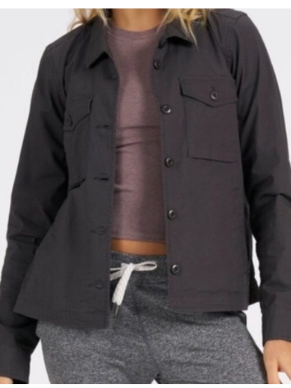 Vuori Womens Ripstop Jacket Charcoal Button Down Jacket Medium